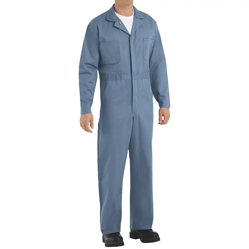 CINTAS BUTTON FRONT LONG SLEEVE UNIFORM COVERALLS Men's 56 Short POSTMAN‎ BLUE